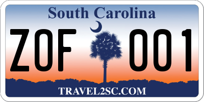 SC license plate ZOF001