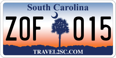 SC license plate ZOF015