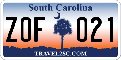 SC license plate ZOF021