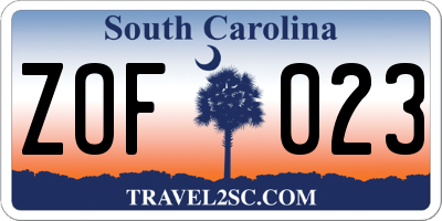 SC license plate ZOF023
