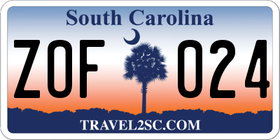 SC license plate ZOF024