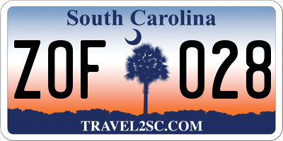 SC license plate ZOF028