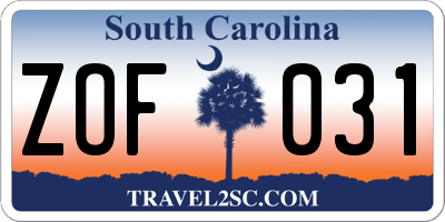 SC license plate ZOF031