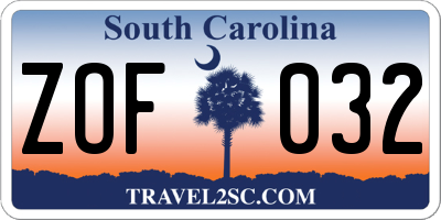 SC license plate ZOF032