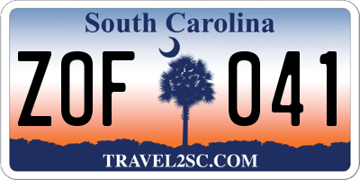 SC license plate ZOF041