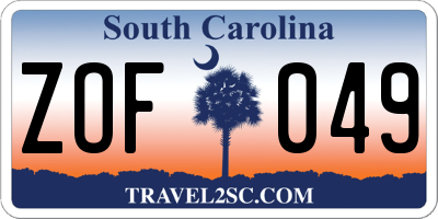 SC license plate ZOF049