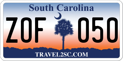 SC license plate ZOF050