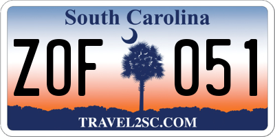 SC license plate ZOF051