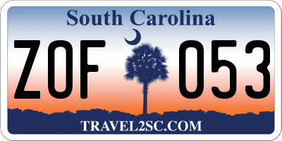SC license plate ZOF053