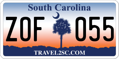 SC license plate ZOF055