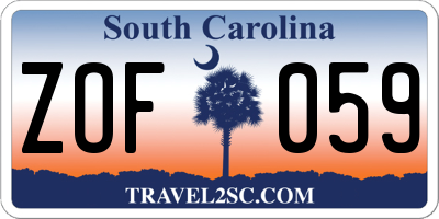 SC license plate ZOF059