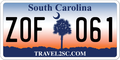 SC license plate ZOF061
