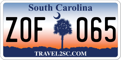 SC license plate ZOF065