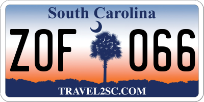 SC license plate ZOF066