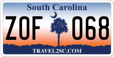 SC license plate ZOF068