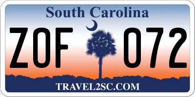 SC license plate ZOF072