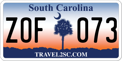 SC license plate ZOF073