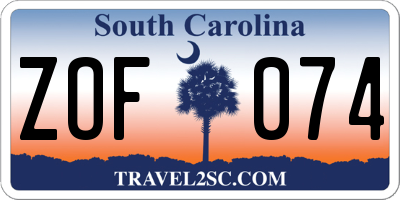 SC license plate ZOF074