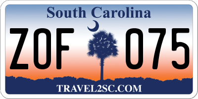 SC license plate ZOF075