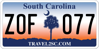 SC license plate ZOF077