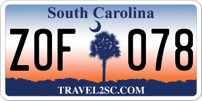 SC license plate ZOF078