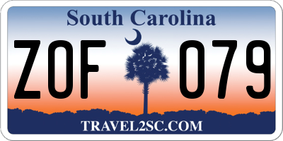 SC license plate ZOF079