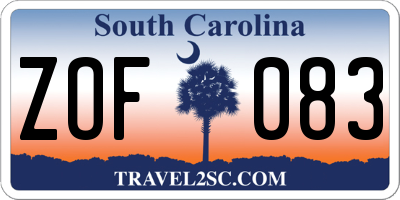 SC license plate ZOF083