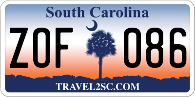 SC license plate ZOF086
