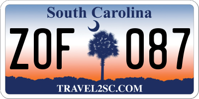 SC license plate ZOF087