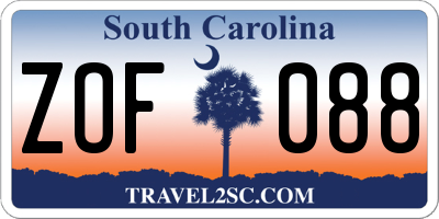 SC license plate ZOF088