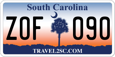 SC license plate ZOF090