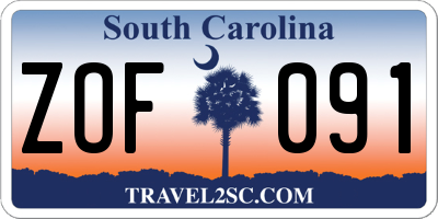 SC license plate ZOF091