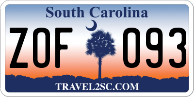SC license plate ZOF093