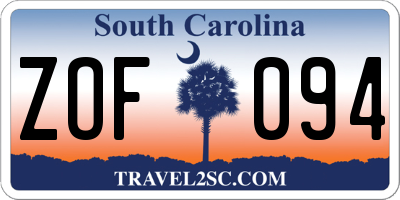 SC license plate ZOF094
