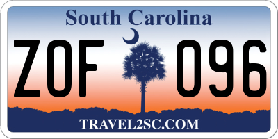 SC license plate ZOF096