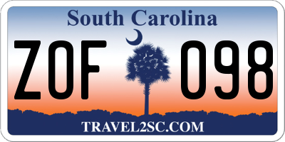SC license plate ZOF098