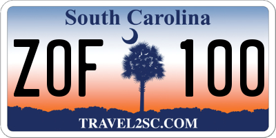 SC license plate ZOF100