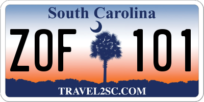 SC license plate ZOF101