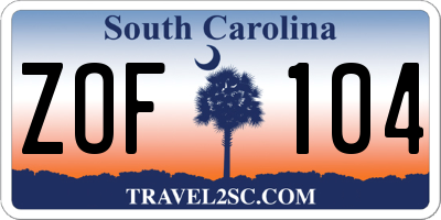 SC license plate ZOF104