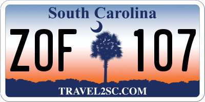 SC license plate ZOF107