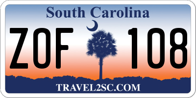 SC license plate ZOF108