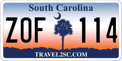 SC license plate ZOF114
