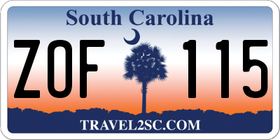 SC license plate ZOF115