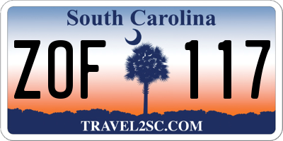 SC license plate ZOF117