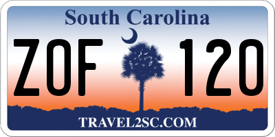SC license plate ZOF120