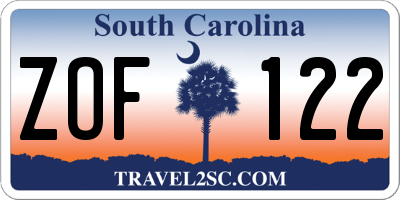 SC license plate ZOF122