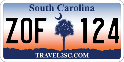 SC license plate ZOF124