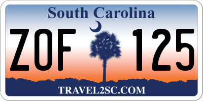 SC license plate ZOF125
