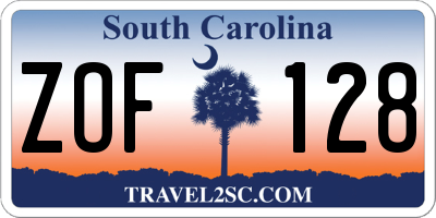 SC license plate ZOF128