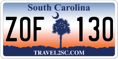 SC license plate ZOF130
